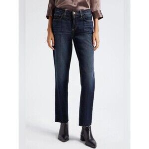 L'Agence Grainger Milana Stovepipe Low Rise Raw Edge Jeans Size 28 Quiet Luxury
